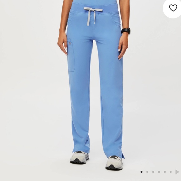 Figs Pants - Figs Kade Women's Light Blue Straight-Leg Scrub Pants with Drawstring medium
